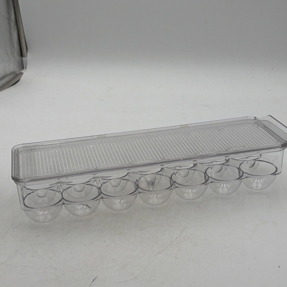 Egg Container for Refrigerator - 14 Egg Holder/Storage with Lid & Handle